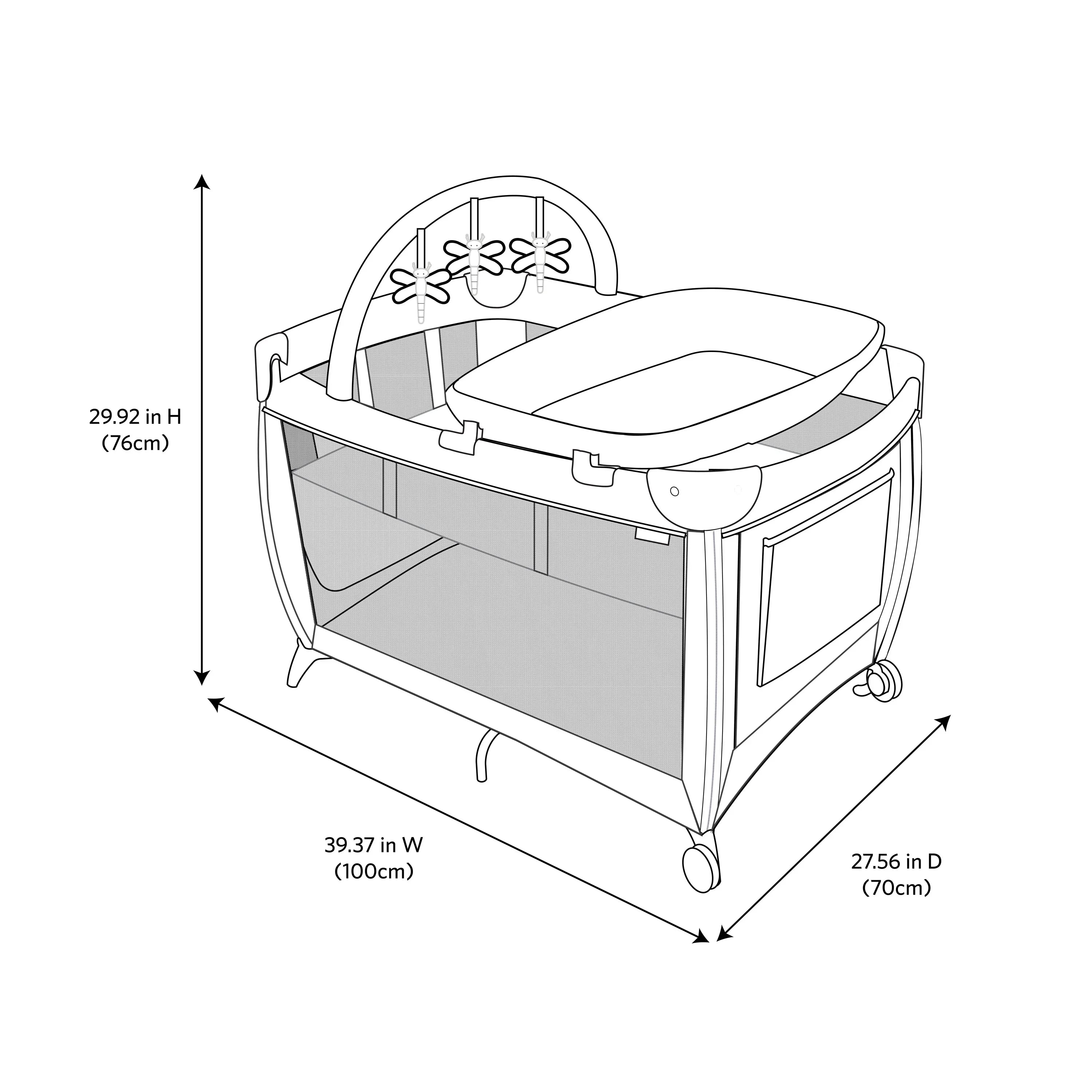 Full with Monbebe Point Rocking Bassinet, Size Castle Yard Play