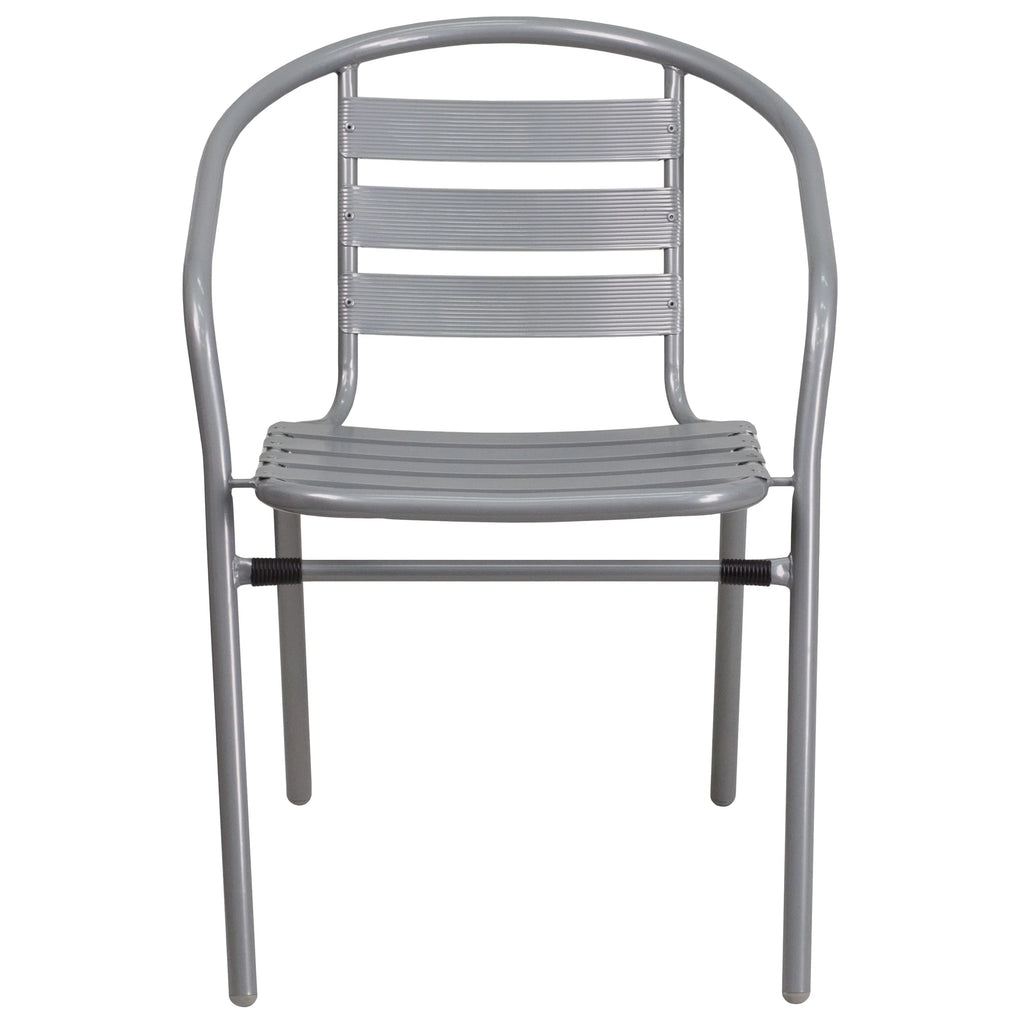 Stack Pack Slats with Silver Chair Flash Aluminum Metal Restaurant Furniture 4