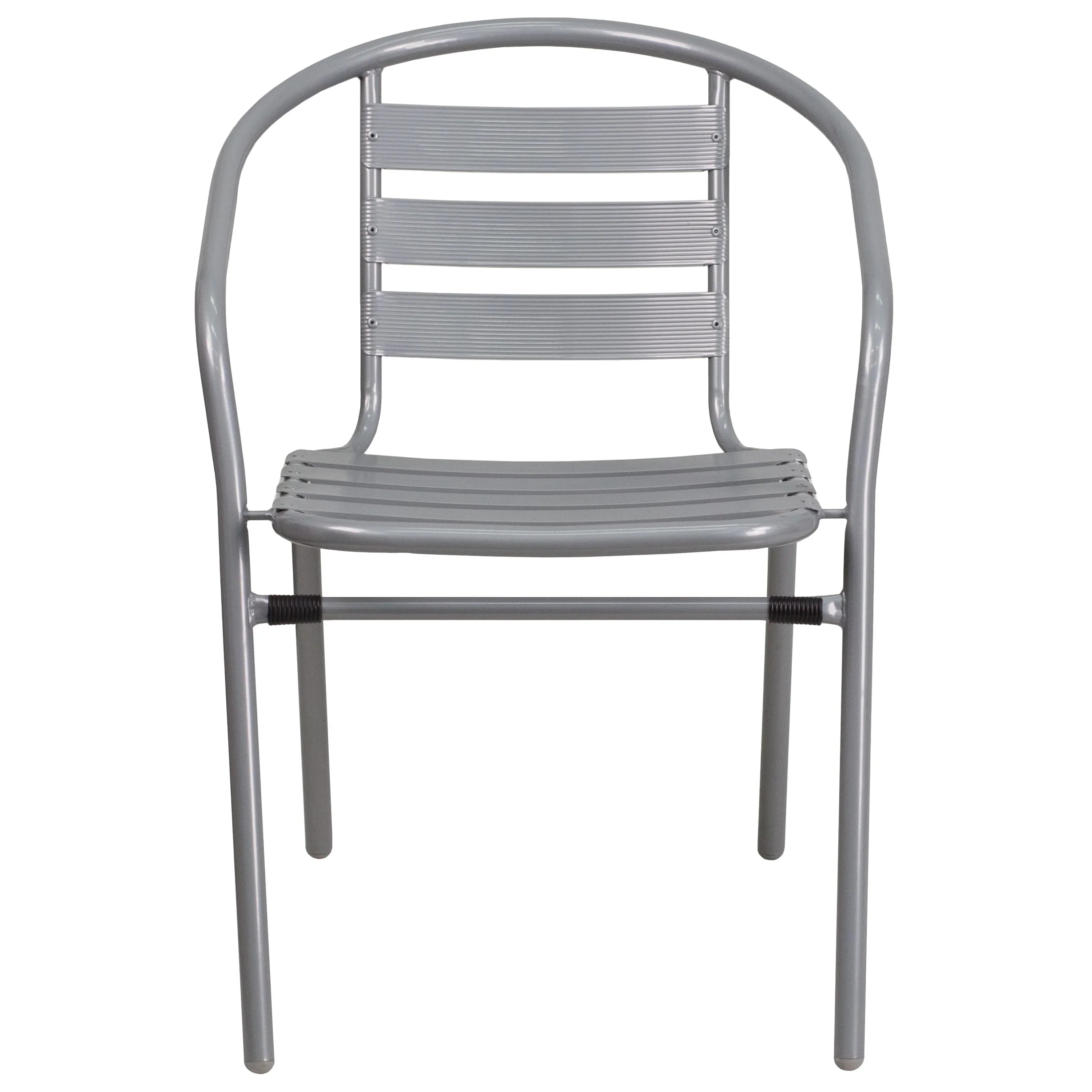 Stack Pack Slats with Silver Chair Flash Aluminum Metal Restaurant Furniture 4