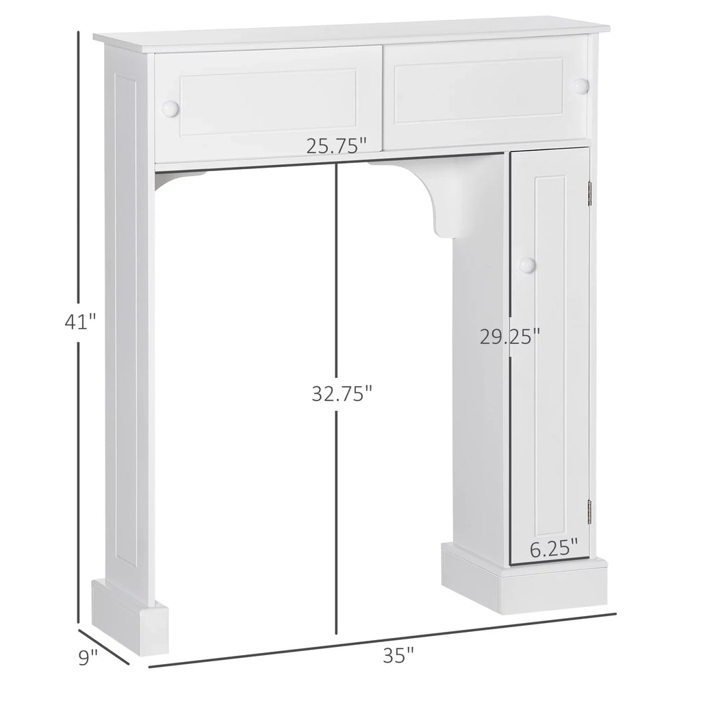 Organizer Cabinet, Storage Shelves, Toilet Rack, Over the Bathroom White Adjustable with Toilet Bathroom Freestanding kleankin