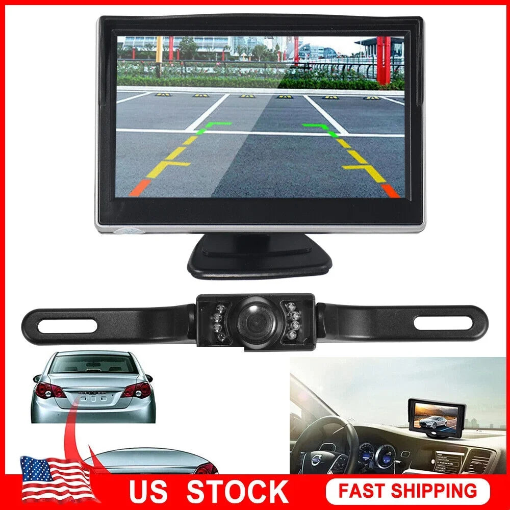 Monitor Wireless Backup Kit Vision Night Rear Waterproof Camera View KingFurt Car HD 5"