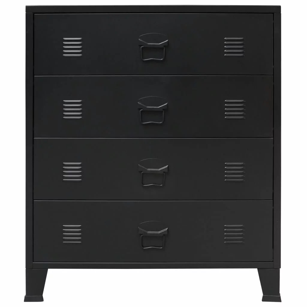 Metal Black Chest 36.6 D Entryway x Inches x with Room Side Industrial 15.7 Dresser Anself H) Furniture 4 Handles End x Living Drawer (W Decor x Bedroom 30.7 Cabinet Storage Hallway Style
