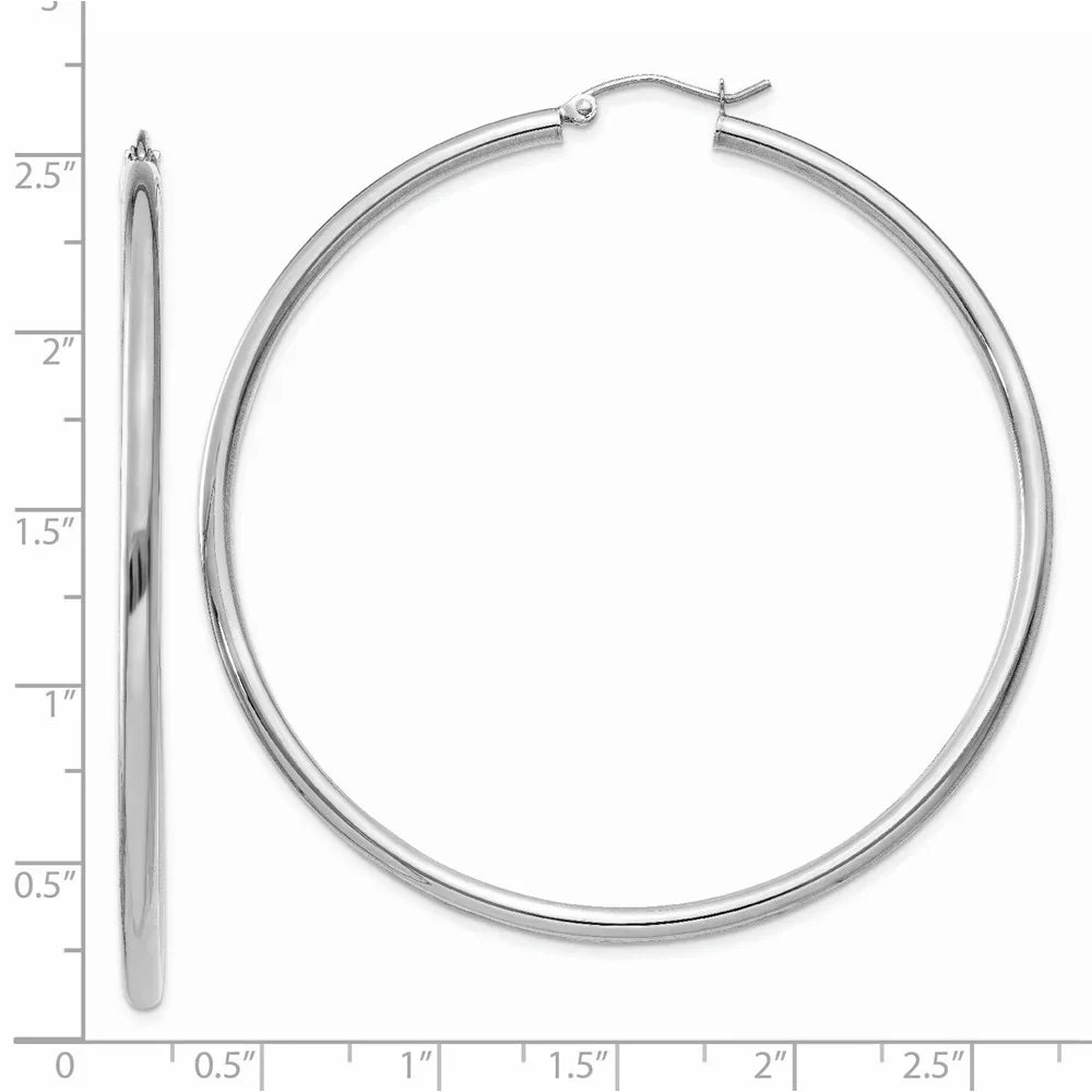 and Real Hoop and White Women for Men 14kt 2.5mm for Tube Polished Gold Earrings; Adults Teens;