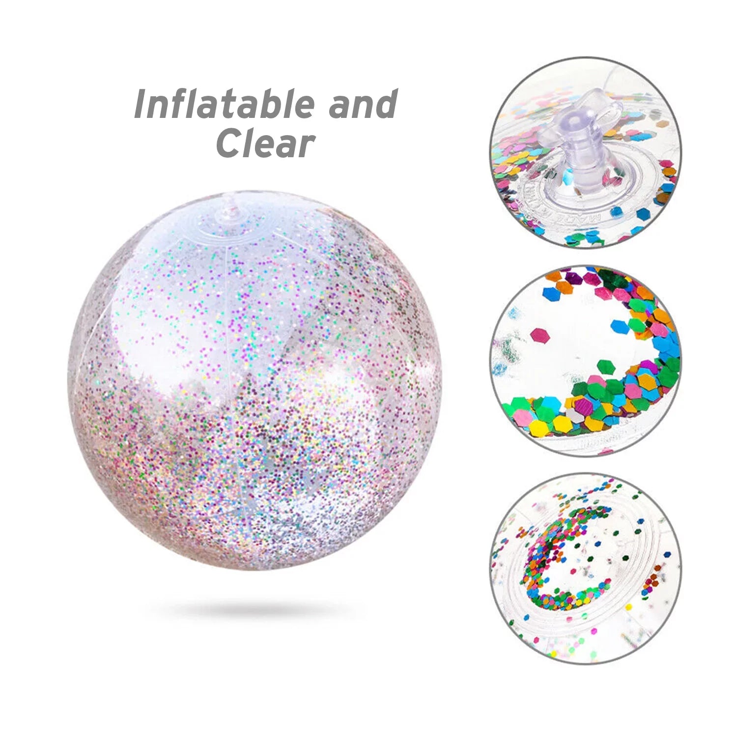 Beach Sand 24 Party 6 Premium Junipel Beach Beach Beach Theme | Confetti Ball Decoration, with & Glitter of Water Toy Supplies Inch Pool Summer Balls Inflatable Party for 16 -Set