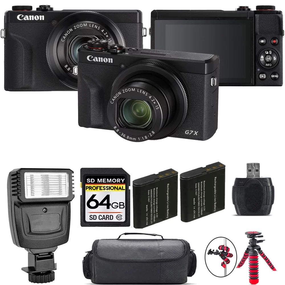 X Mark (Black) + - Battery Digital III PowerShot G7 Kit Camera Canon + Flash Extra 64GB