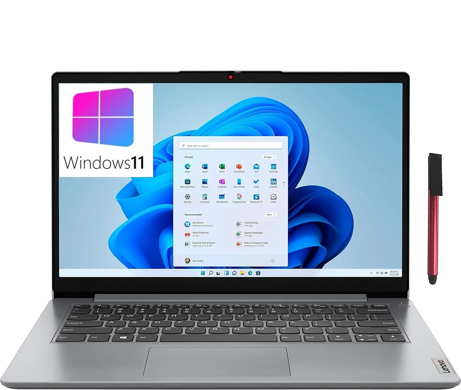Computer, Lenovo Office 5.1, Laptop S Windows Grey, + DDR4 N5030 RAM, 6, Processor, Intel 1i IdeaPad 64GB 11 Silver Pentium Card, WiFi 14" Cloud 1-Year 365, 4GB eMMC Bluetooth 128GB SD