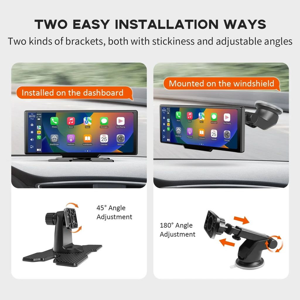 Play Touch Carplay Wireless Apple Screen Adapter Herilary Cam, Car Screen 2.5K with 10.26" Car Carplay Wireless Auto Android Mirror Dash Link/Siri/Wifi/Bluetooth/Double Din Stereo
