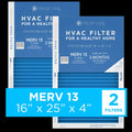 Pleated 16x25x4 Air 13, Particles Cleaning 2-Pack) Filter (MERV HEPA Air 95% Medify