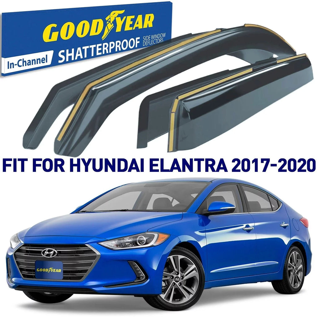 pcs for Guards, - GY003459LP Deflectors Window Accessories, 2017-2020, Visors Rain 4 Hyundai for Vent Window Car Shatterproof Goodyear Deflector, Elantra Cars, in-Channel