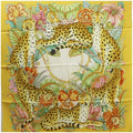 Yellow Scarf Print Silk Pre-Owned Salvatore Muffler Leopard Ferragamo Women's (Good)
