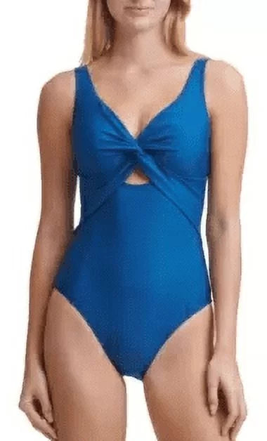 DKNY US One-Piece Swimsuit, 16 BALTIC Twist Peek-a-Boo
