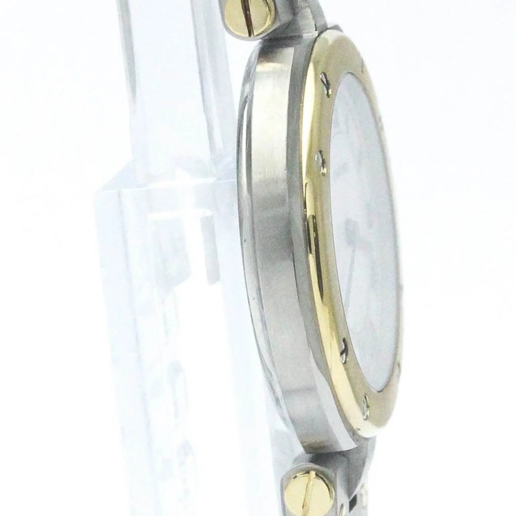 Round Steel Ladies Quartz Santos CARTIER Pre-Owned BF568475 Watch Polished (Good) 18K Gold