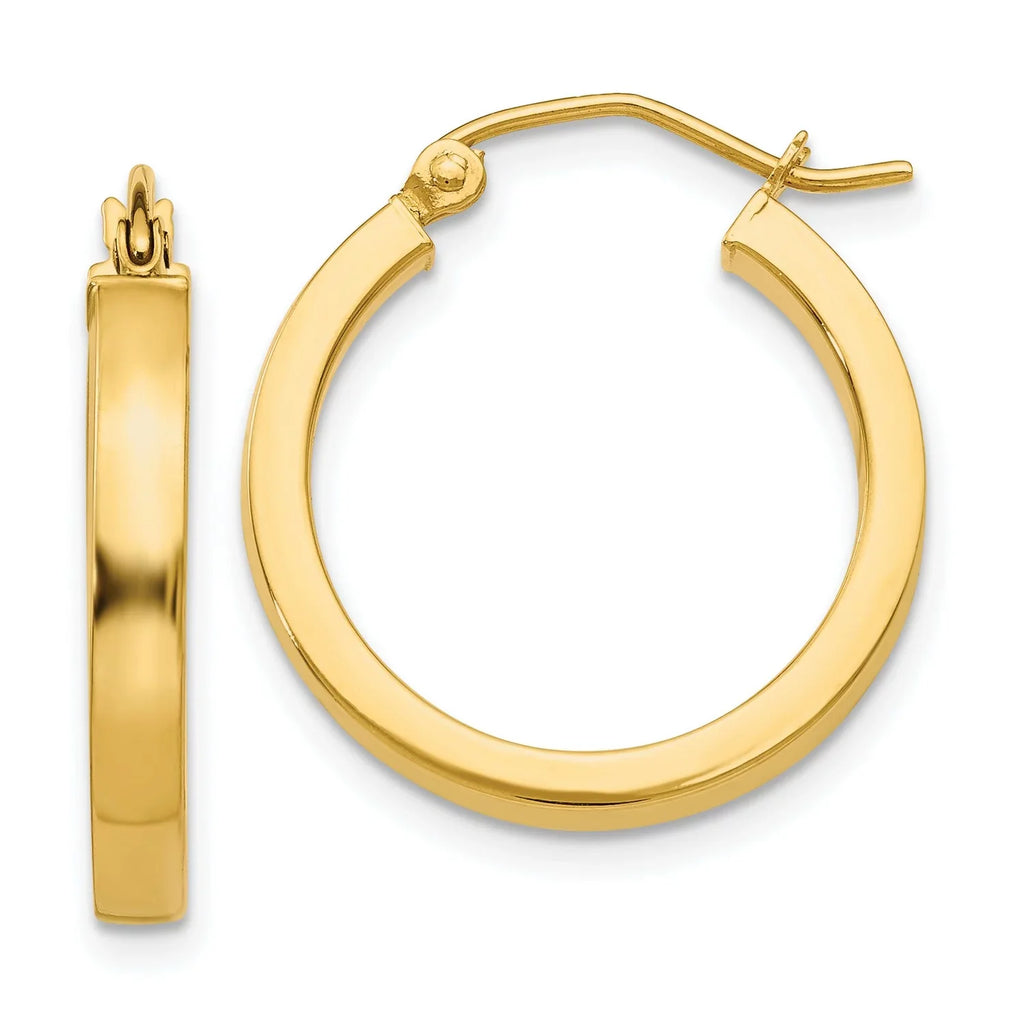Hoop 14k in Tube Real Yellow Gold 2x3mm Rectangular Earrings