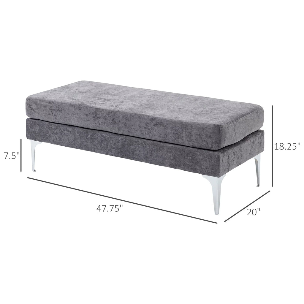 HOMCOM with of Dark End Steel 48" Bench Bed Legs, Gray