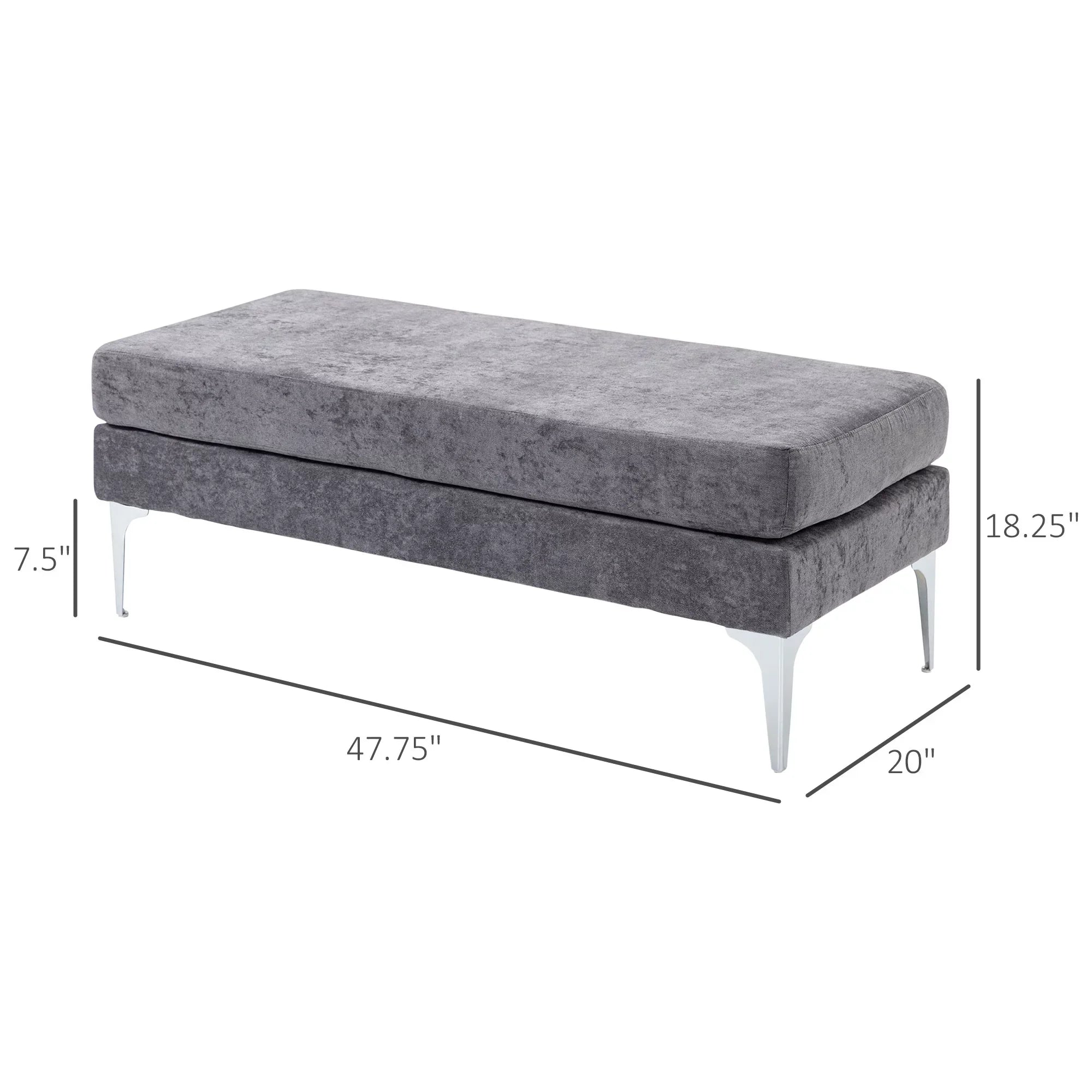 HOMCOM with of Dark End Steel 48" Bench Bed Legs, Gray
