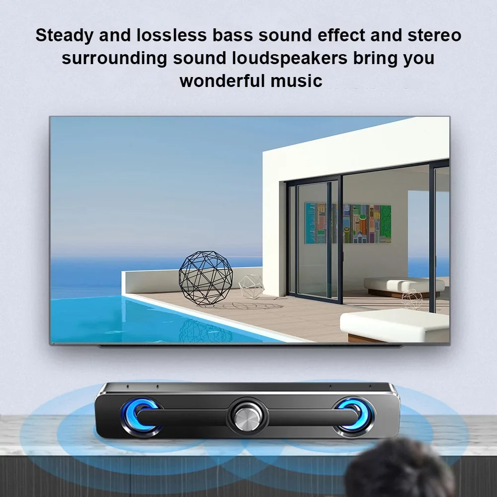 111 match Speaker Blue Subwoofer Wired USB Decoration Stereo V Powerful Bar All Andoer Bass Light, LED Speaker Computer