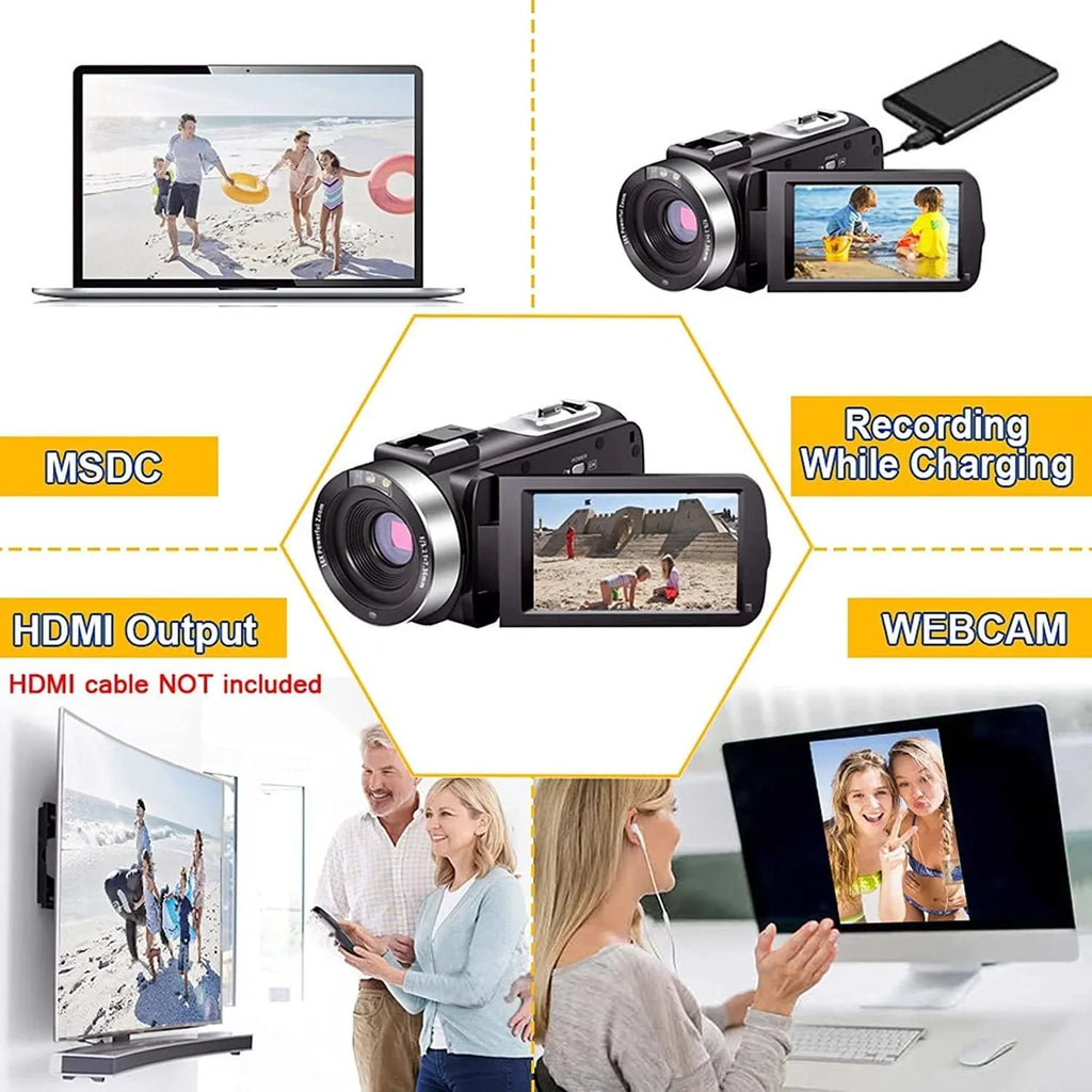 Screen Zoom HD IR 30FPS Camcorders Night Control IPS 2 1080P Camera Camera Vlogging Vision Full Remote Video Camcorder Inch Recorder Camera MP 24.0 Batteries with 3.0 16X
