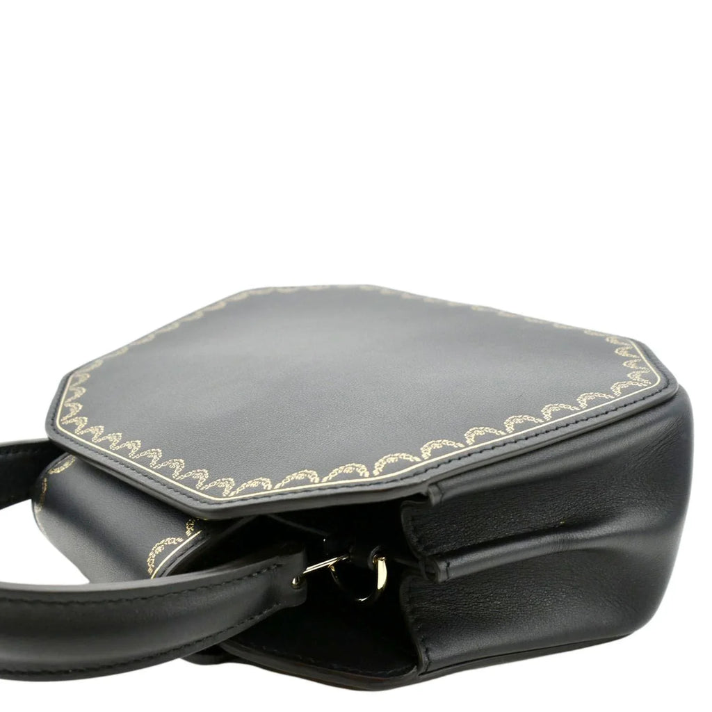 Handle Mini Top Black Guirlande Leather Bag Calfskin Pre-owned CARTIER Satchel