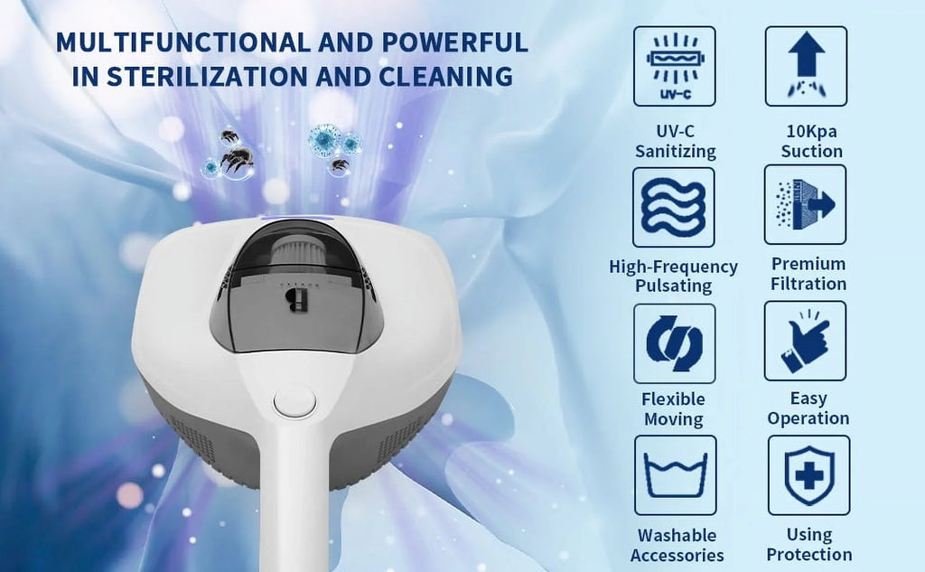 Allergens/Bacteria/Mite Cleaner Allergen with remove Large Handheld HEPA Pad&True Sanitizer Hair/Dust Pulsating Vacuum UV Kills