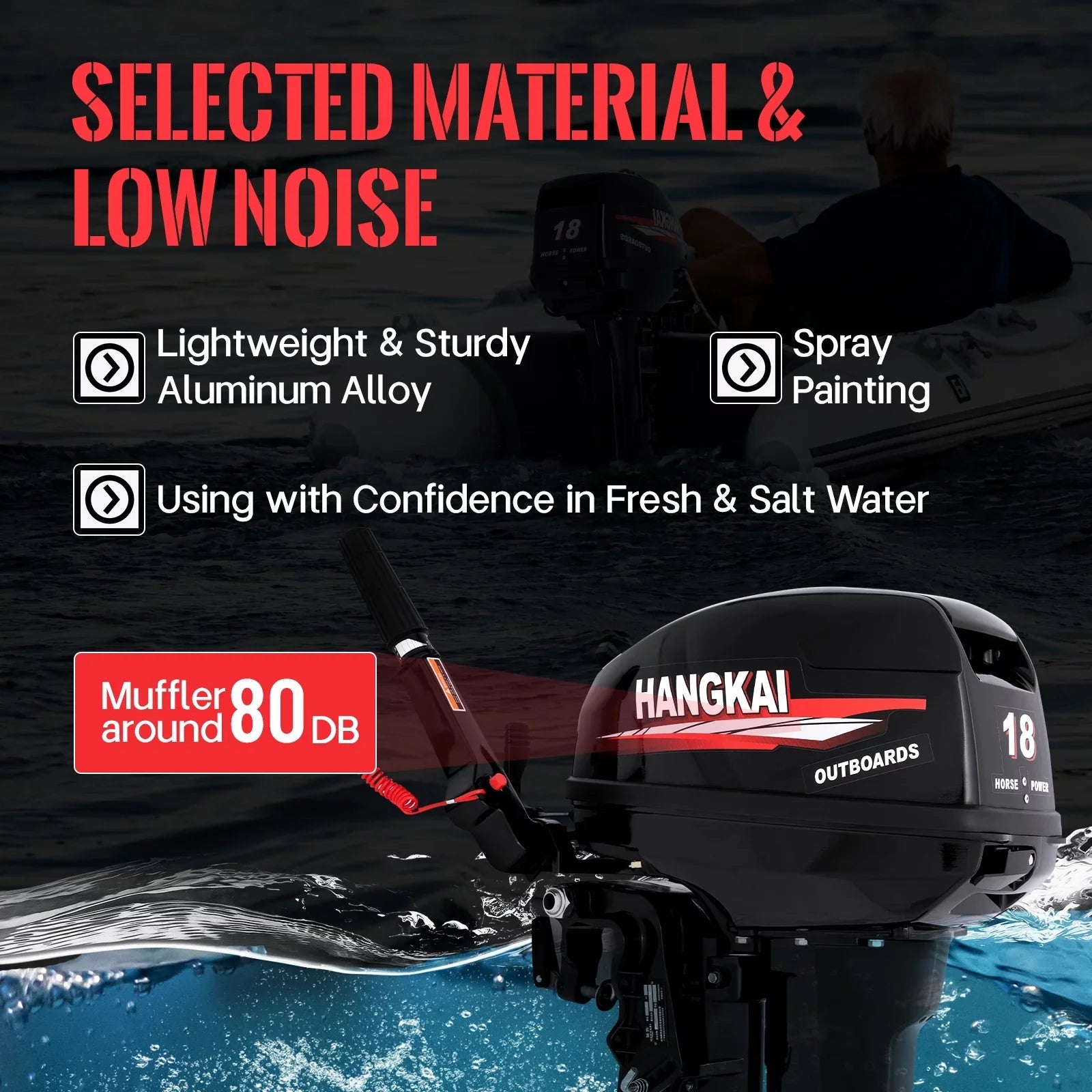 Engine Outboard CDI Fichiouy Water Stroke 18 Fishing HP System Motor Boat 246CC Heavy Duty 2 Cooling