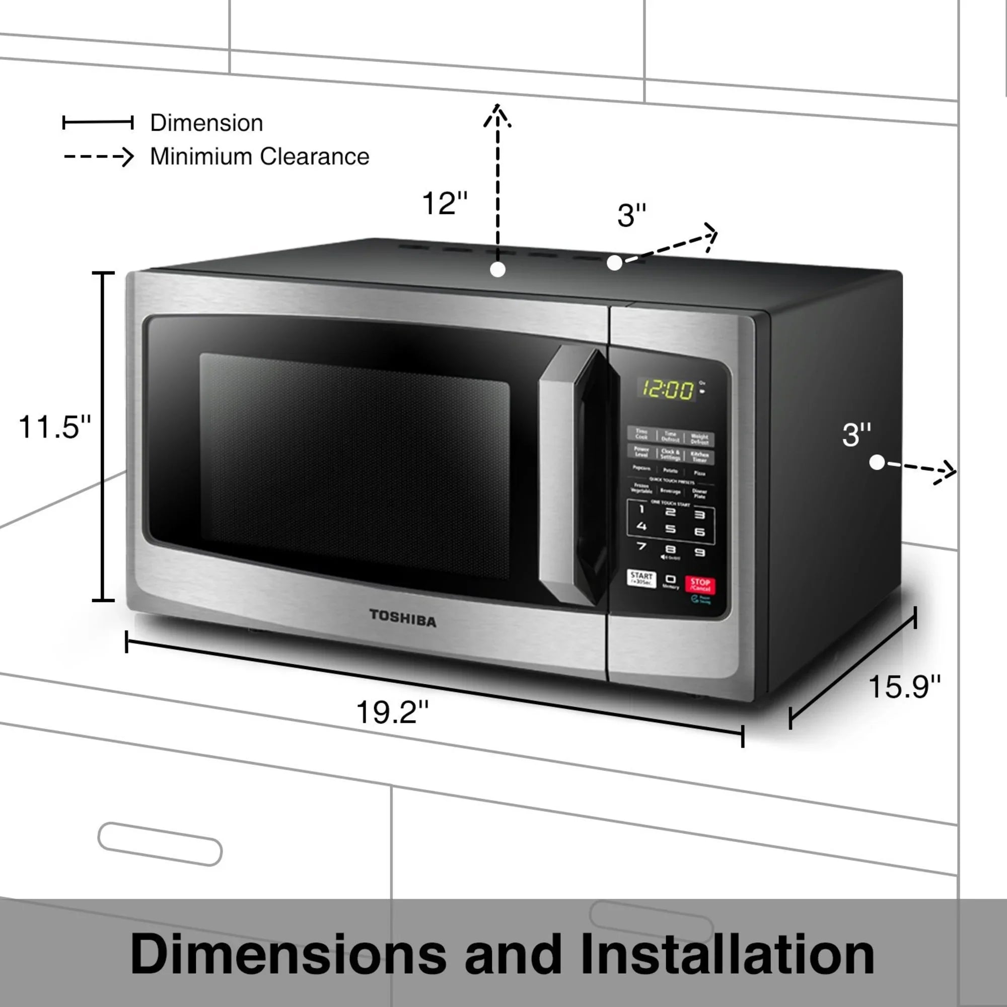 Toshiba ML2-EM25PAESS Stainless Ft. Steel Microwave, Cu. 0.9