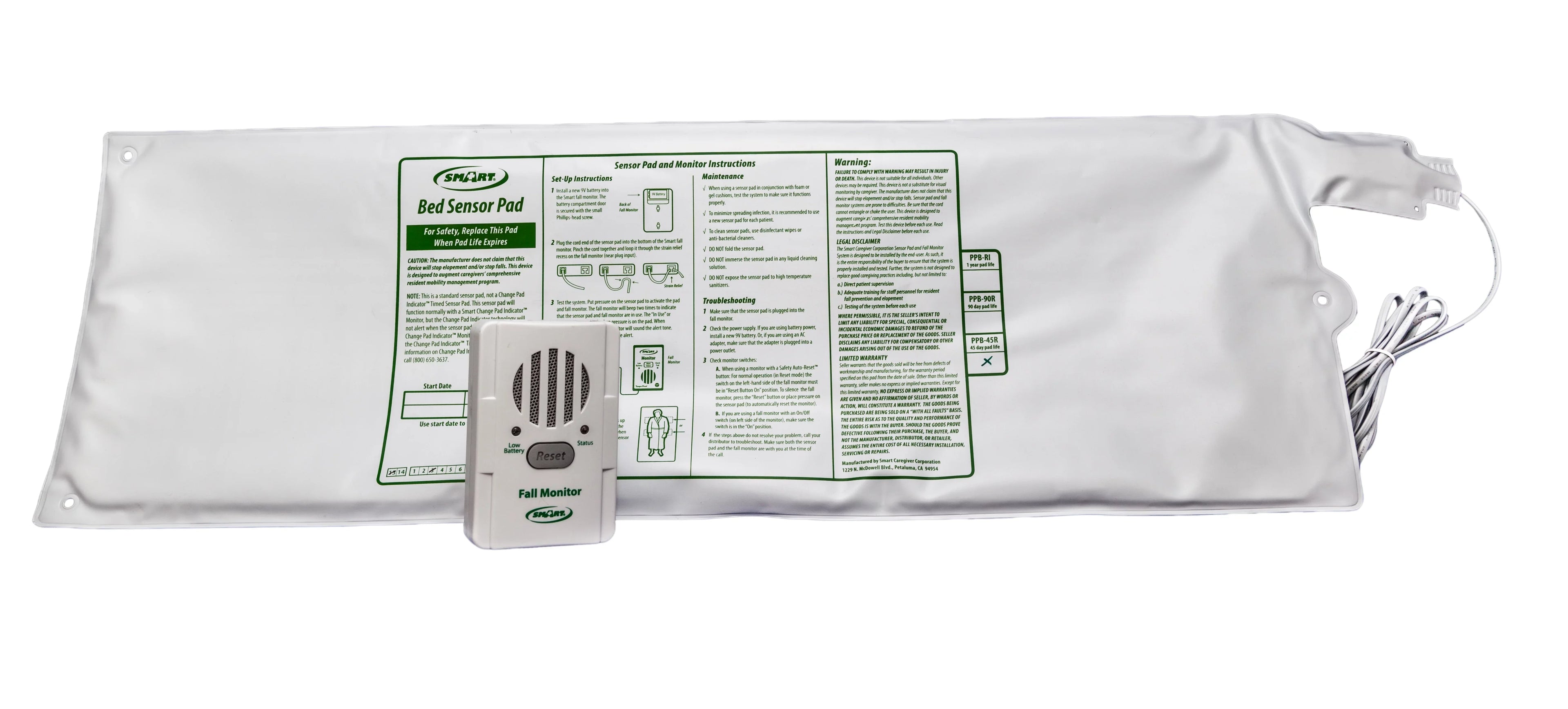 Corded System 45-Day) Fall Exit (10"x30", With Alert Weight-Sensing Bed/Chair Bed Prevention Pad