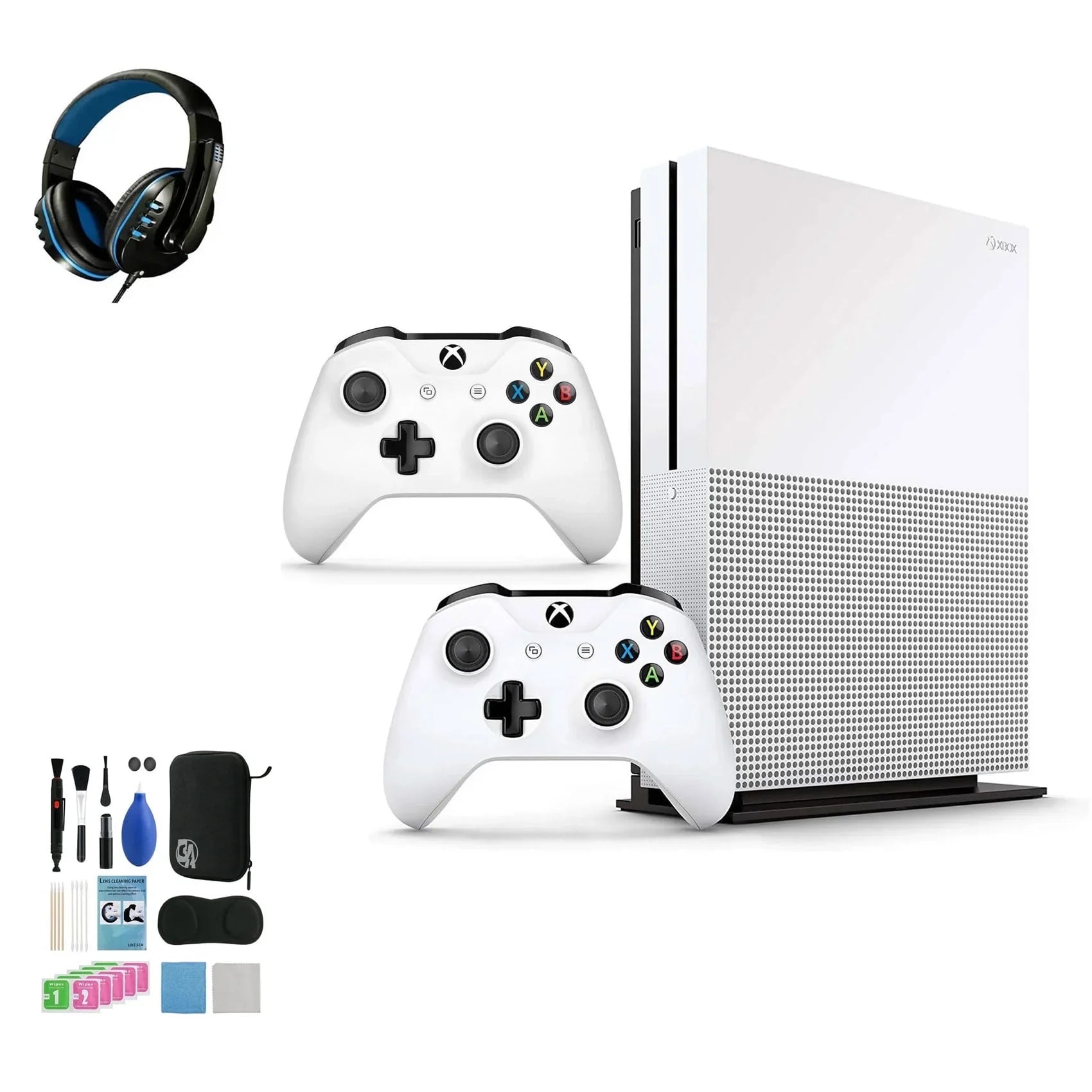 2 (Refurbished: with 4K Kit Controller, Bundle Pre-Owned One S White BOLT HD Cleaning Microsoft with Ultra AXTION Like 1TB Xbox Headset New)
