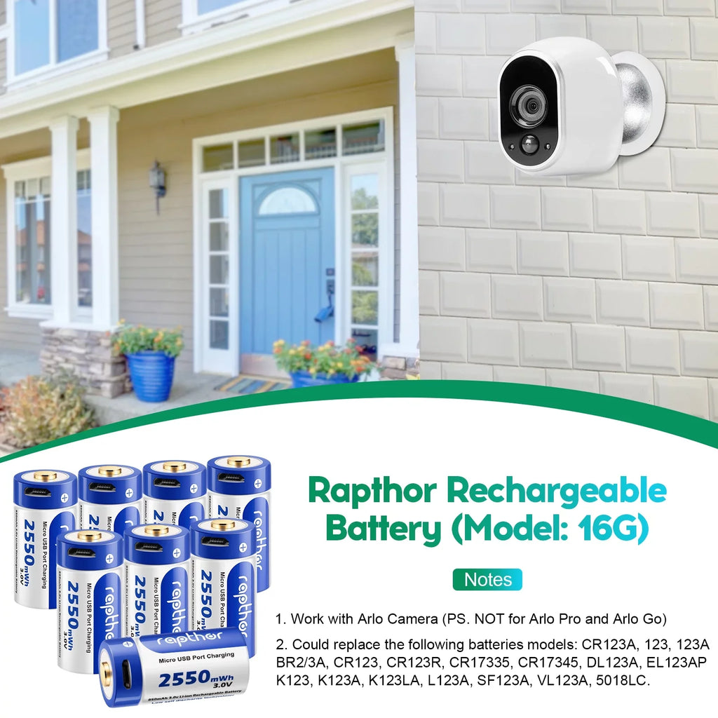Wireless with 4 VMS3130 VMS3330 Arlo Rechargeable VMC3030 of Arlo Camera Compatible Rapthor VMS3430 Pack VMK3200 (850mAh) Security Batteries