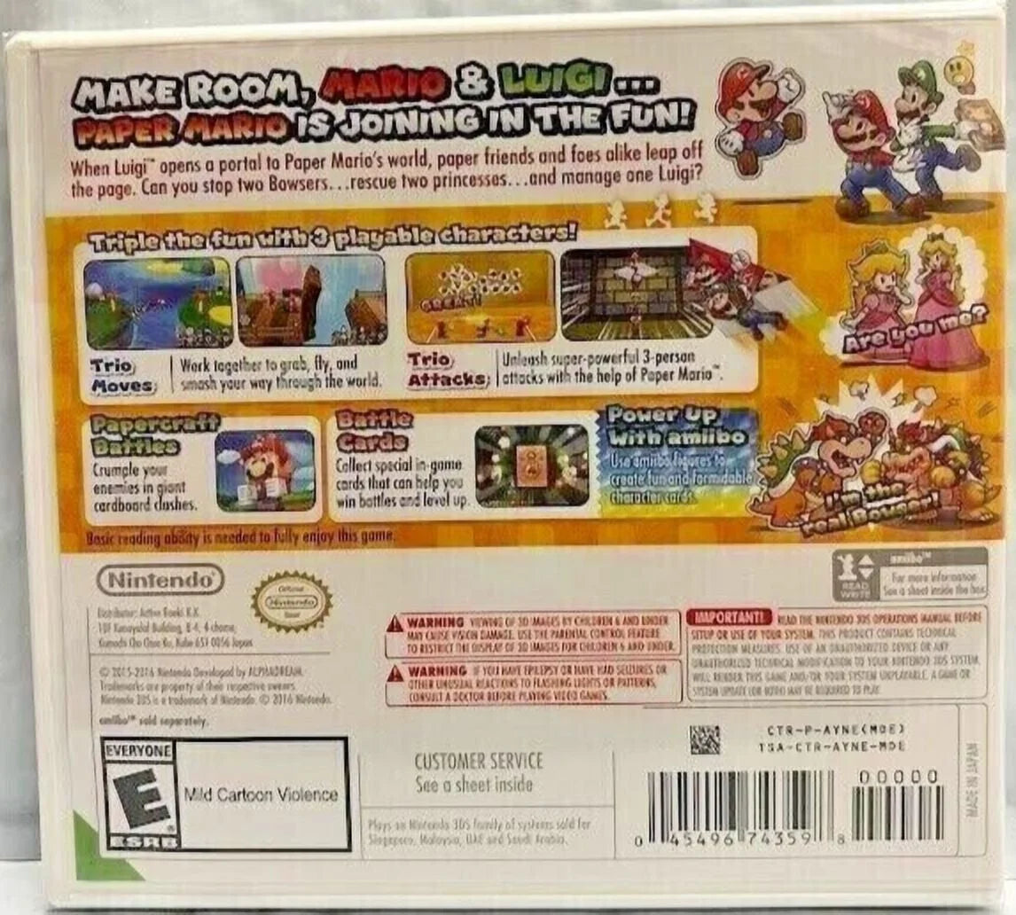 New Brand Game 3DS RPG & 2015) Mario Jam (Action Special Paper Luigi: