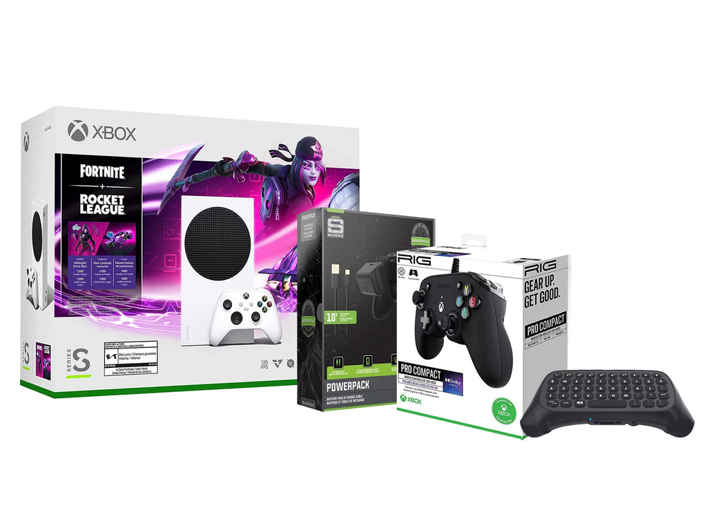 Keypad Xbox Compact Wireless with Series Cable/Battery and League Console PRO Controller, Fortnite Microsoft Black S Rocket Charge Controller