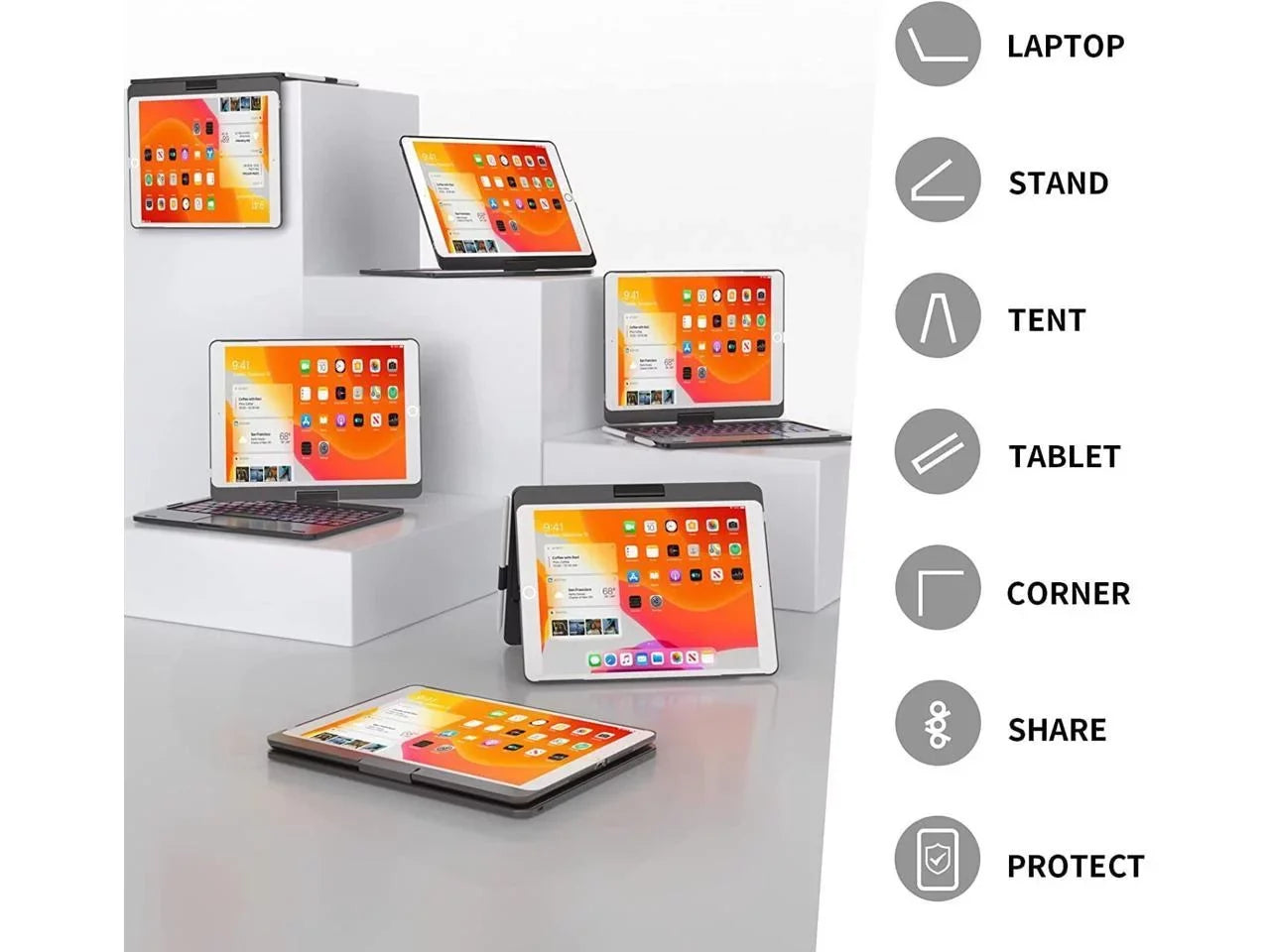 2019 Keyboard for 2021/ Pro 10.2 10.5, Touchpad case Gen Gen inch Backlit Pencil iPad with 7th Rotatable / 3 8th Air 2020/ Keyboard 9th Gen Holder and iPad
