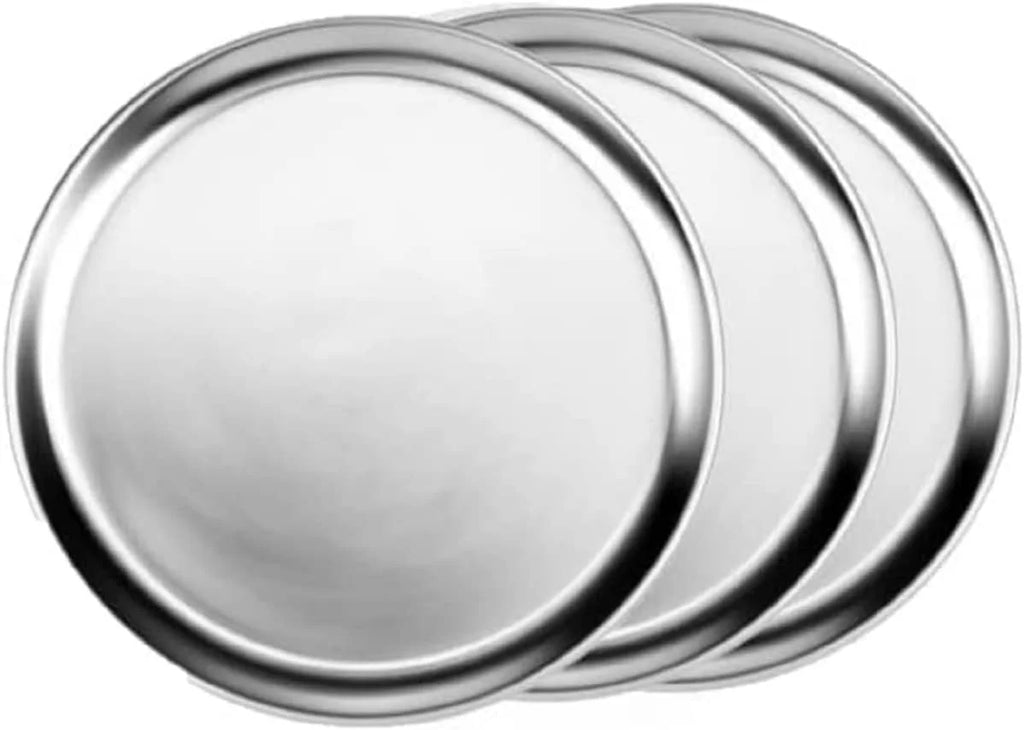 for Bakeware Pizza Rim- Pizza Tray Kitchen Round & Home Pizza 13” Pizzeria Pan Wide Baking Tray TrueCraftware- Restaurants Round Baking Tray Pan Aluminum 3 Set of Tray