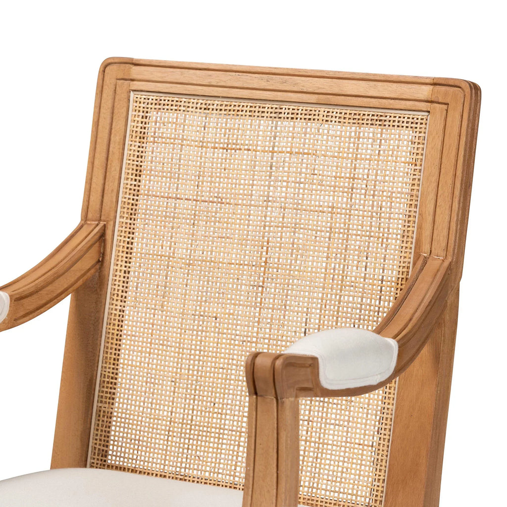Fabric Traditional Studio Garridan French Accent Baxton Finished Honey Oak and Chair Beige Wood