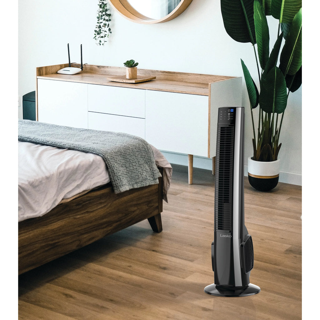 Fan Remote Tower Hybrid Control, with New Black/Silver, 4-Speed 38" Timer, Lasko T38415,