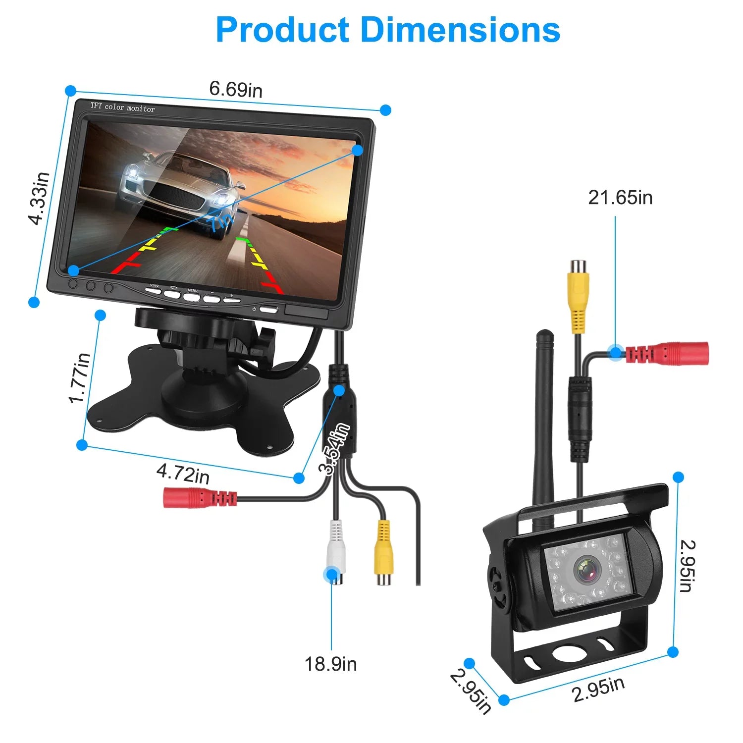 2.4G System Signal IP67 Van with Reverse Trunk SUV Vehicle Car Waterproof Car Screen Kit System Wireless View Parking Rear Backup Night 7In Camera for Vision Stable Monitor iMounTEK