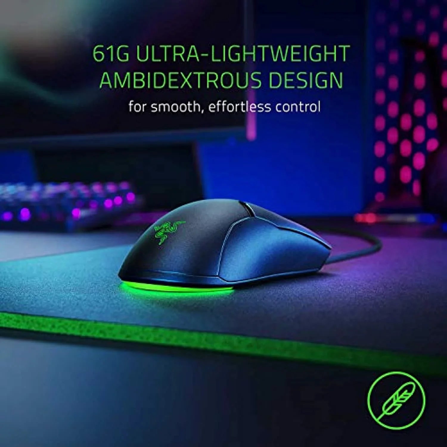 Classic Sensor - Mini 6 Rgb Drag-Free Dpi 8500 Gaming Switches Chroma Fastest Mouse: Optical Underglow - Lighting Buttons - Black Programmable - - Gaming Cord Viper Ultralight Razer