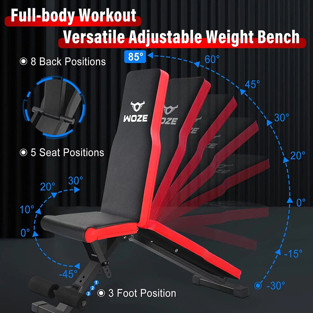 Weight Training, Bench Version Strength for Multi-Purpose Adjustable Home for Foldable Full - Workout Bench, Decline Incline New WOZE Gym Bench Body