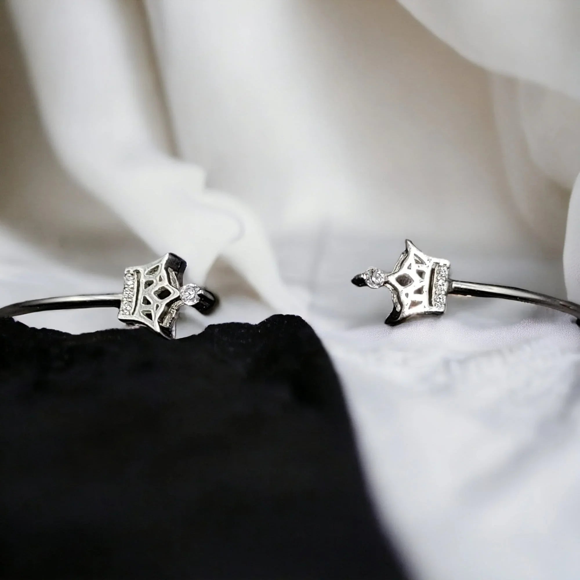 Silver Crown cuff Handmade style Bracelet Open Bracelet jewelry With Kada Solid Gift Ends for idea CZ Best Girls Adjustable