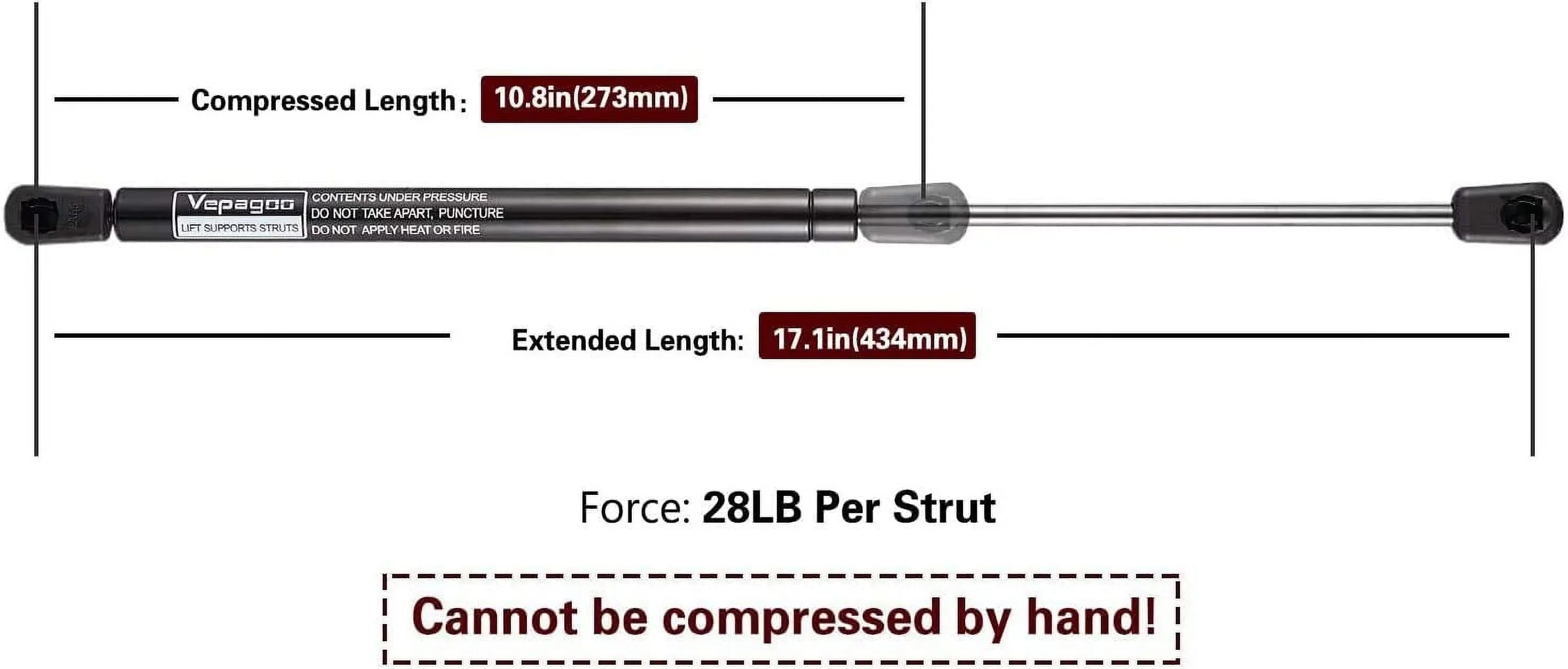 Truck Shocks 28Lbs/127N Shell Set C16-02622 2 Door, 17" Rear Pickup Gas Canopy Vepagoo Leer Window, Camper Struts of ARE Topper for Cab