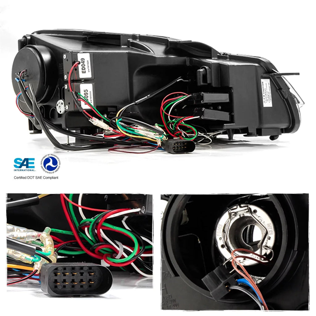 '- U-Halo] GOLF Stripe Black [Red VW Tube Projector LED 10-14 For AKKON Headlight Pair Bazel GTI Dual