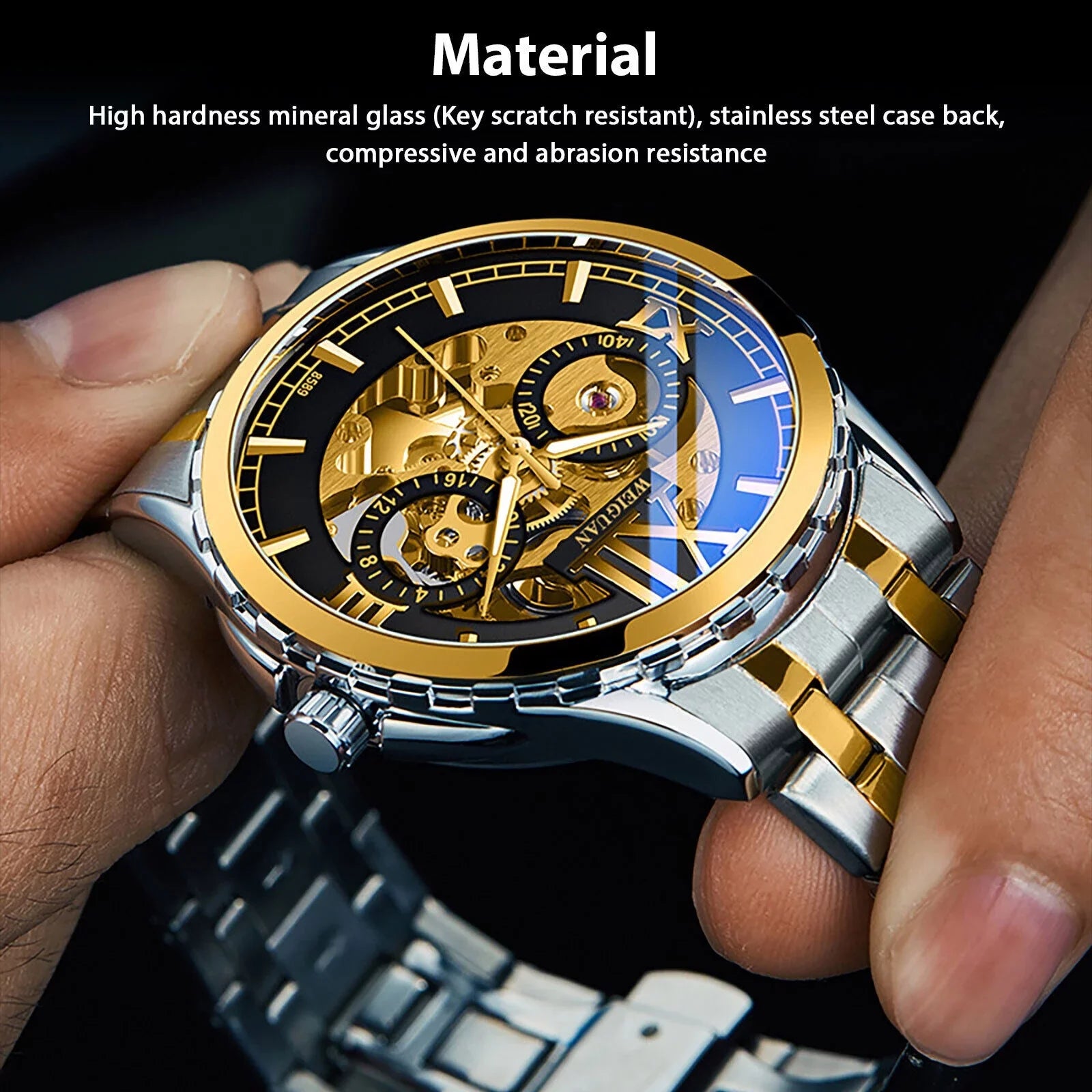 Luxury Automatic Mechanical Waterproof Steel Wrist Watch Stainless Men Business