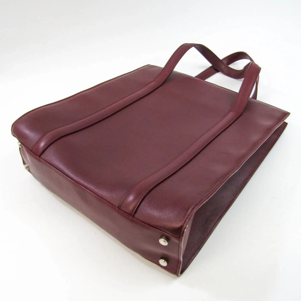 Bag Pre-Owned Tote Cabochon (Good) Cartier Women's Bordeaux Leather