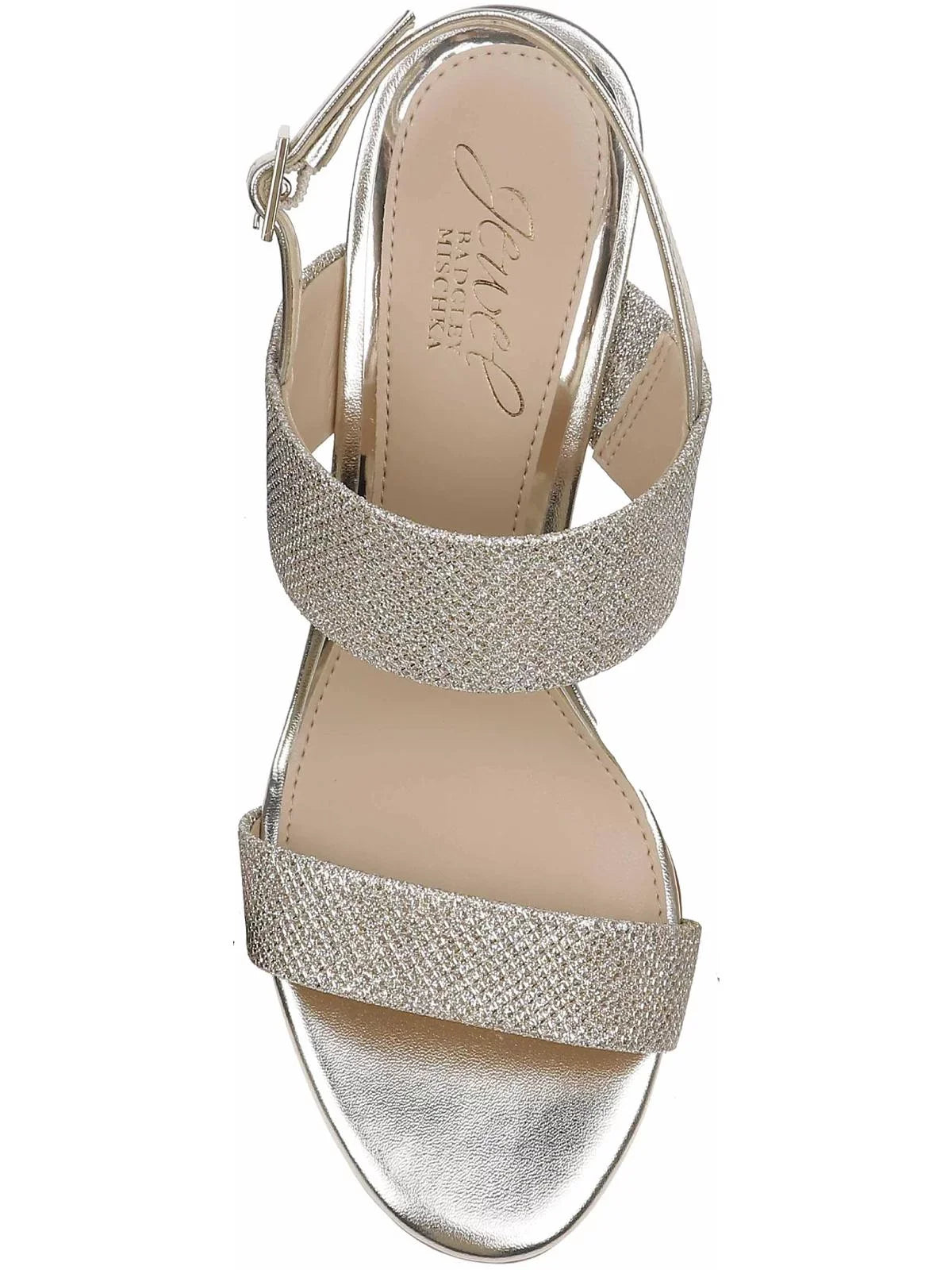 Nisa Wedge Sandals Jewel Mischka Glitter Metallic Badgley Womens