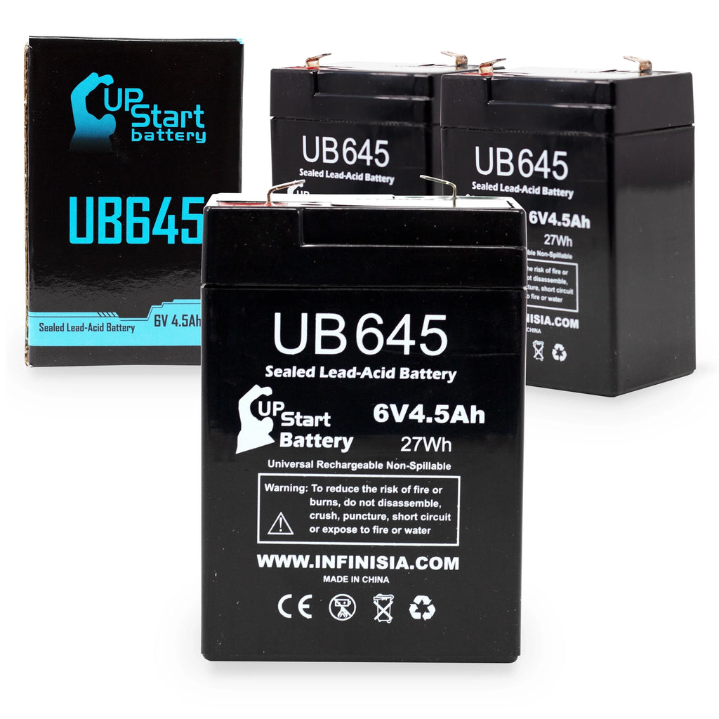 Compatible UB645 Universal Terminal AGM, - Includes 850 SLA) Tripp Lead 3x - F2 Battery Battery 4.5Ah, Lite 4500mAh, Adapters - BCPRO Acid F1 F1 Pack 6 (6V, Sealed Replacement to Terminal,