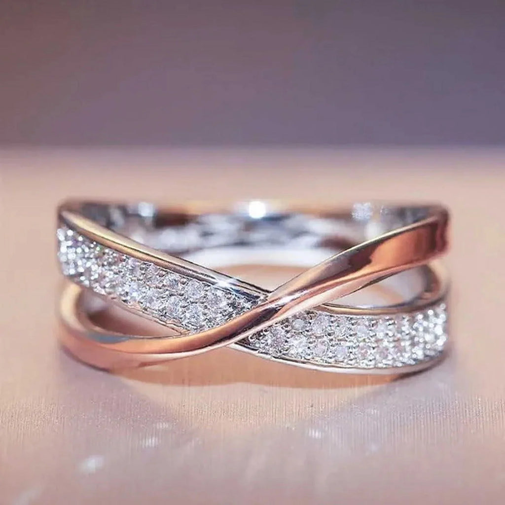 Rose Kingladies Fashion Sapphire White Cross Ring Ladies Gold Valen Delysia Ring