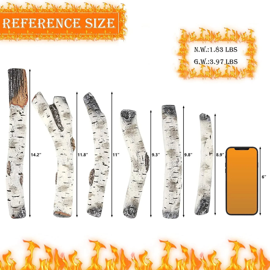 Vented, Inserts, Indoor Gas Decor Gas Gel, Fireplace, White Gas Logs, or Ceramic Pcs Logs Ethanol, 6 Fireplaces, Outdoor Indoor Electric Fireplace Fireplace Hisencn Birch for Propane, Gas
