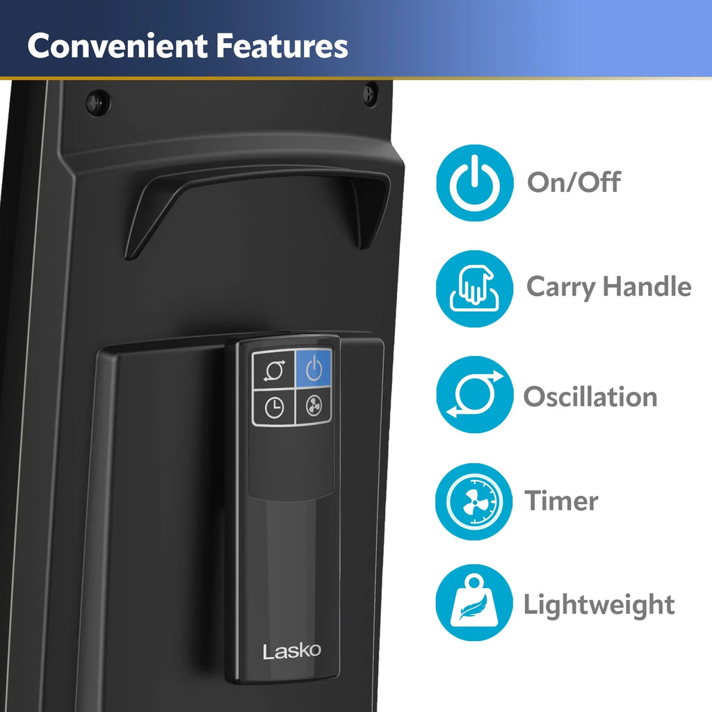 Fan Remote Tower Hybrid Control, with New Black/Silver, 4-Speed 38" Timer, Lasko T38415,