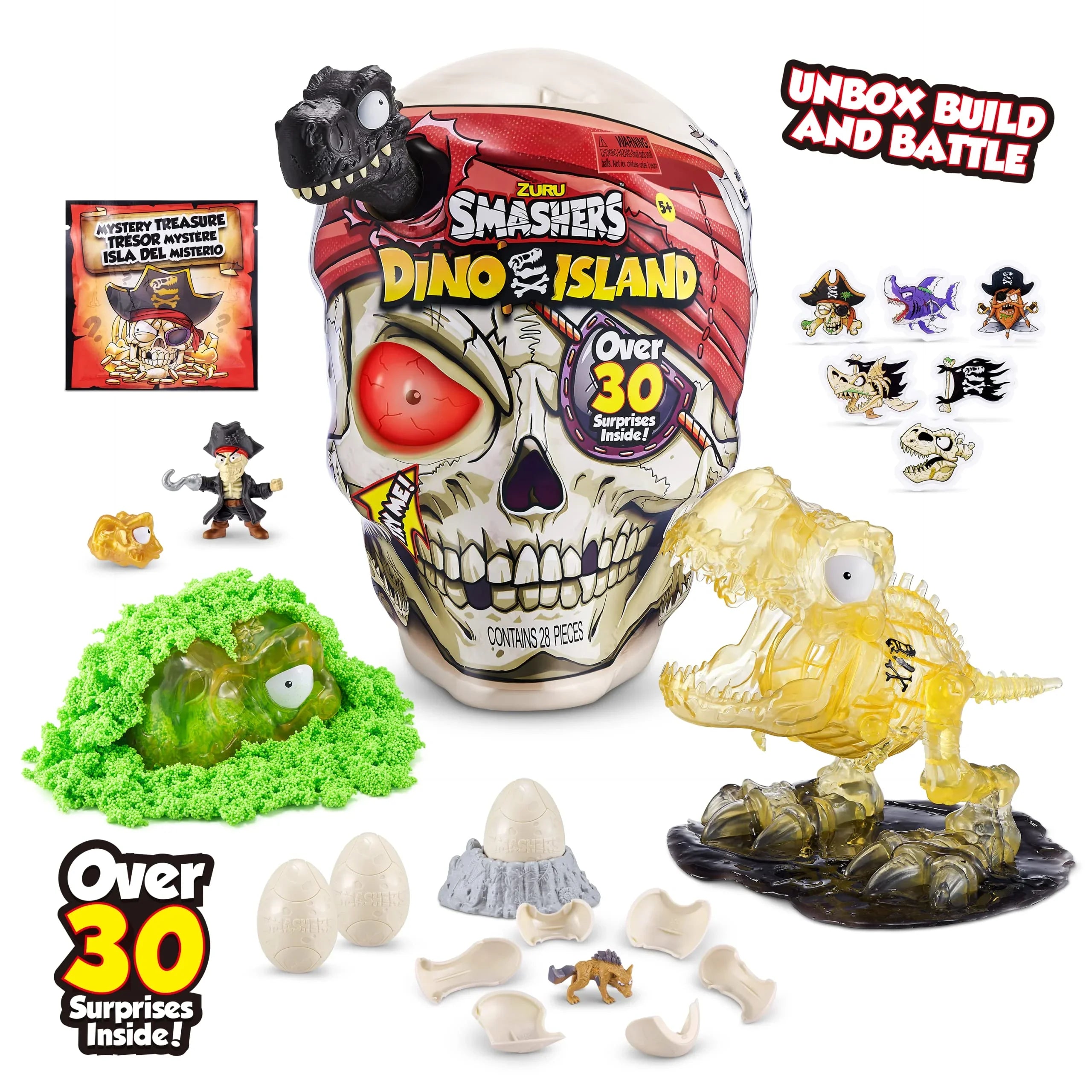 by Dinosaur Toy, Smashers More Dino 30 and (T-Rex) Skull Prehistoric Discovery Eggs with Island Surprises, 5+ Over Age Toys, Slime, and Figurines, Giant ZURU Mini Sand