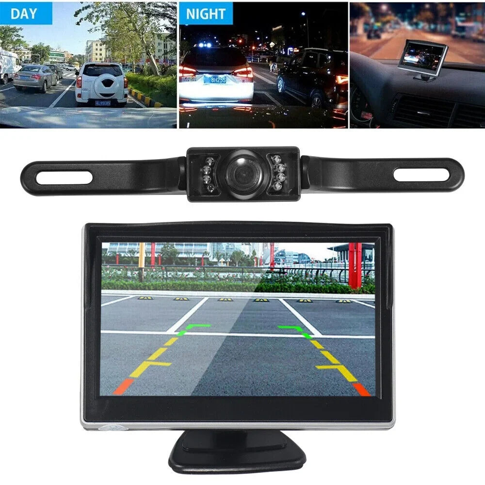 Monitor Wireless Backup Kit Vision Night Rear Waterproof Camera View KingFurt Car HD 5"