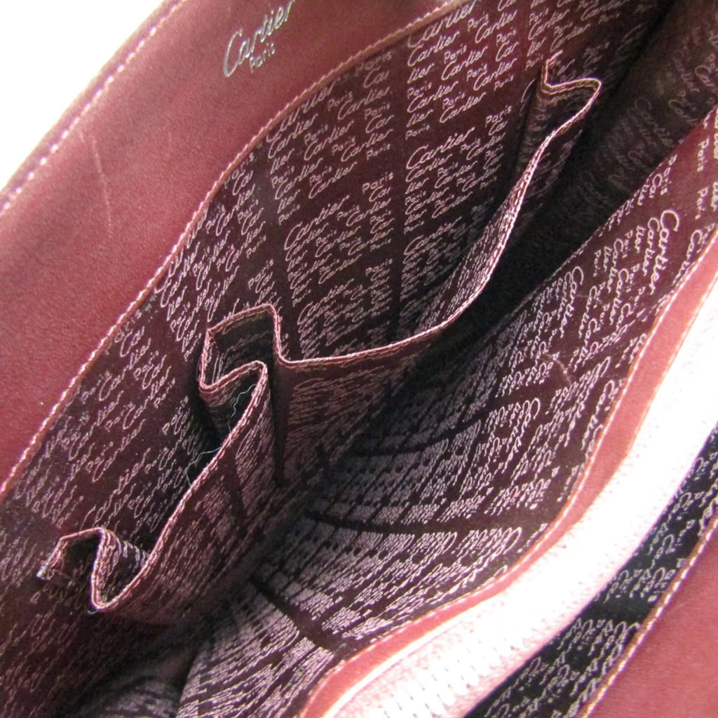 Bag Pre-Owned Tote Cabochon (Good) Cartier Women's Bordeaux Leather